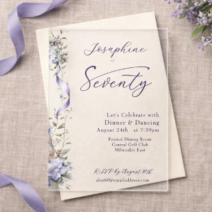 Elegant Lavender Wildflower 70th Birthday  Acrylic Invitations