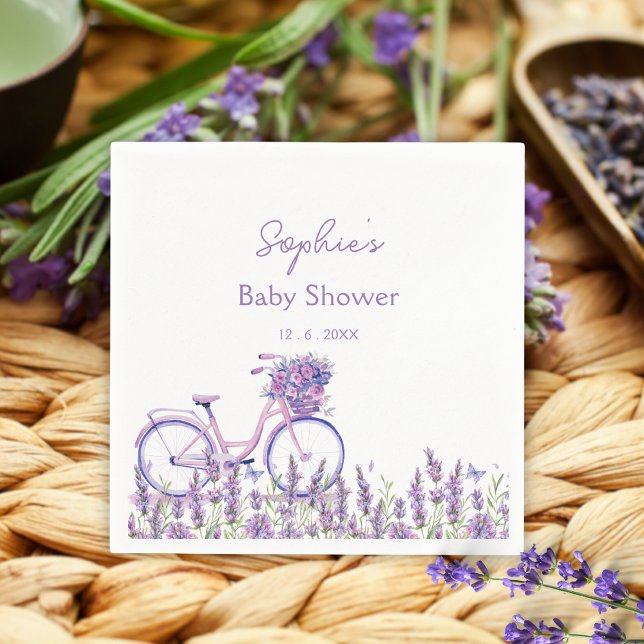 Elegant Lavender Wildflower Bicycle Baby Shower  Napkin (Creator Uploaded)