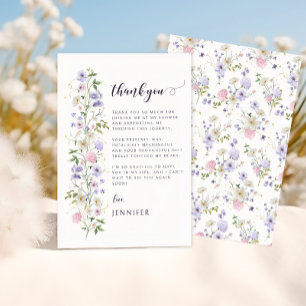 Elegant Lavender Wildflower Boho Bridal Shower Thank You Card