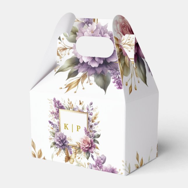 Elegant Lavender wildflower Custom Favour Box (Front Side)