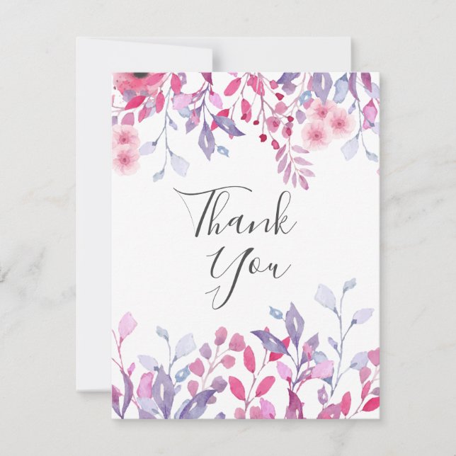 Elegant Lavender Wildflowers Business Thank You Card (Front)