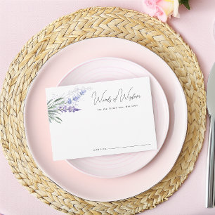 Elegant Lavender Words of Wisdom Bridal Shower Advice Card