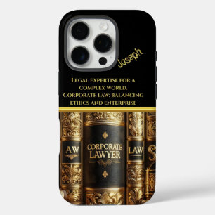 Elegant Law Books for Corporate Expertise iPhone 16 Pro Case