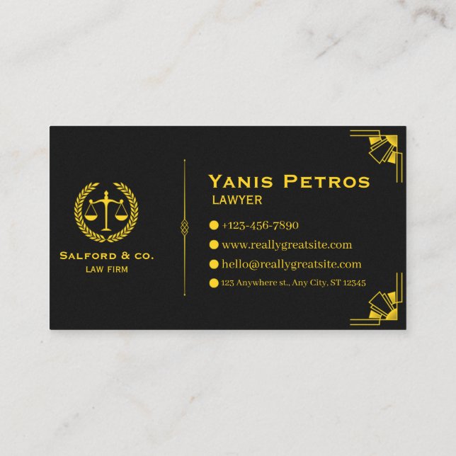 Elegant Law & Justice Business Card | Attorney  (Back)