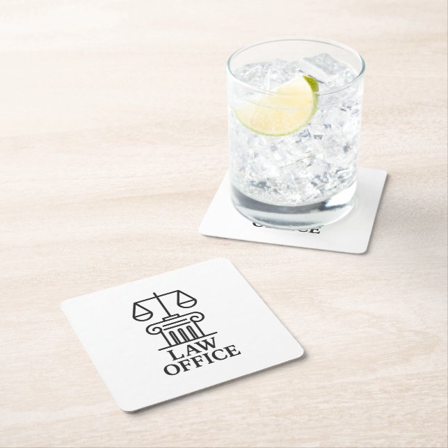 Elegant Law Office Logo Square Paper Coaster (Insitu)