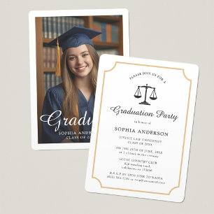 Elegant Law School Customisable Photo Graduation Invitation
