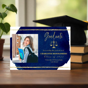 Elegant Law School Graduation Announcement Photo