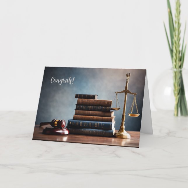 Elegant Law School Graduation Card with gavel (Front)