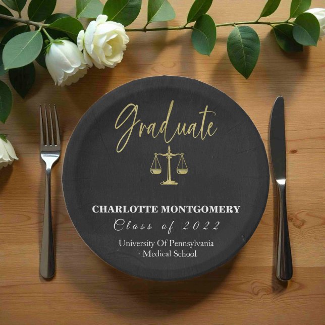 Elegant Law School Graduation Paper Plate (Creator Uploaded)