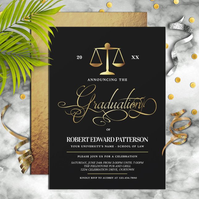 Elegant Law School Graduation Party Invitations (Creator Uploaded)