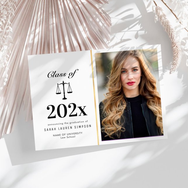 Elegant law school graduation photo announcement (Creator Uploaded)