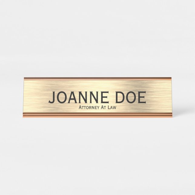 Elegant Lawyer Attorney Desk Name Plate (Front)