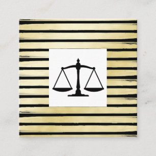 Elegant lawyer black gold foil paint striped square business card