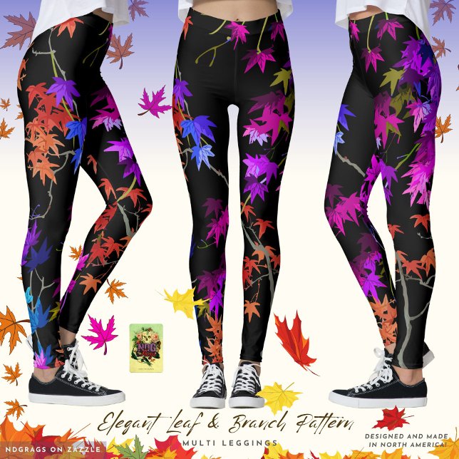 Elegant Leaf and Branch Pattern Multi Leggings (Creator Uploaded)
