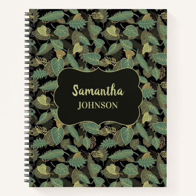 Elegant Leaf Botanical Spiral Notebook (Front)