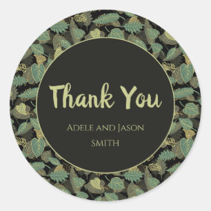 Elegant Leaf Design Botanical Classic Round Sticker