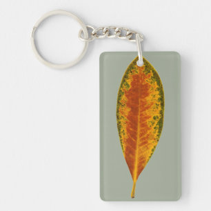 Elegant Leaf Design with Personalizable Text Key Ring