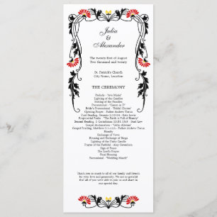 Elegant Leaf Florals and Swirls Wedding Program