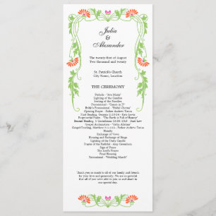 Elegant Leaf Florals and Swirls Wedding Program