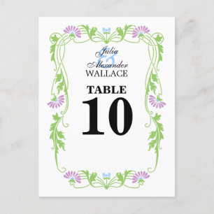 Elegant Leaf Florals & Swirls Table Number Card
