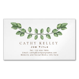 Elegant Leaf Green Any Profession Magnetic Business Card