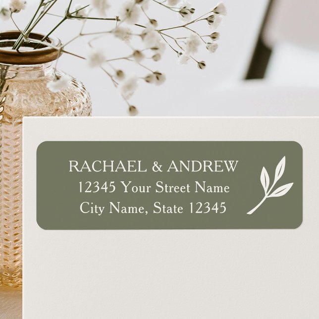 Elegant Leaf Green Cream Wedding Return Address Label (Creator Uploaded)