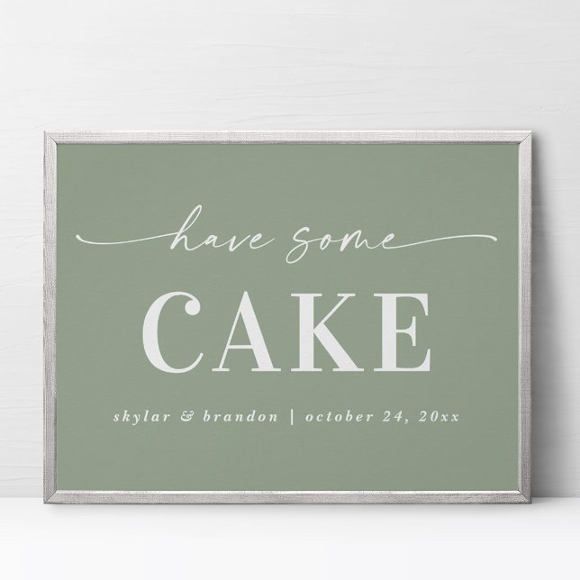 Elegant Leaf Green Have Some Cake Wedding Sign (Creator Uploaded)