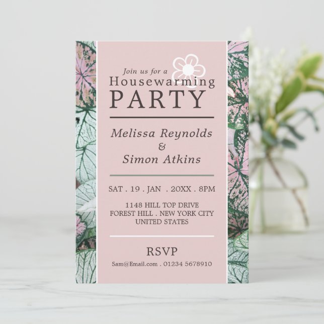 Elegant Leaf, Housewarming Party Invite (Standing Front)