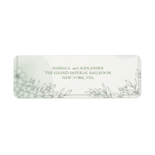 Elegant Leaf Line Art Wedding Wedding Return Addre Address Label