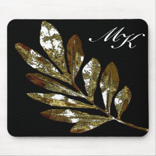 Elegant Leaf Monogram Mousepad