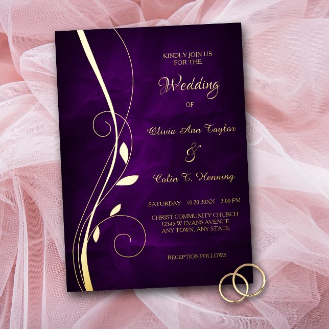 Elegant Leaf Swirl Deep Purple Wedding (Creator Uploaded)