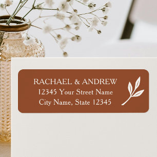 Elegant Leaf Terracotta Wedding Return Address Label