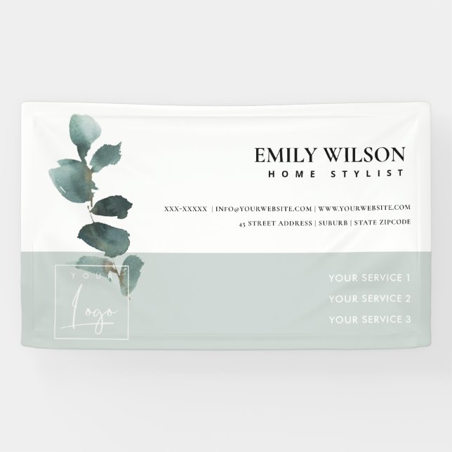 ELEGANT LEAFY FOLIAGE GREENERY WATERCOLOR OFFICE BANNER (Horizontal)