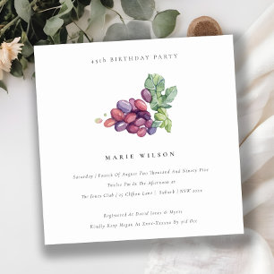 Elegant Leafy Grapes Any Age Birthday Invite