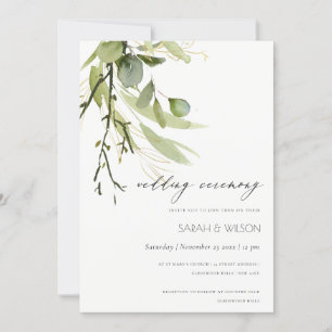 ELEGANT LEAFY GREEN FOLIAGE WATERCOLOR WEDDING INVITATION