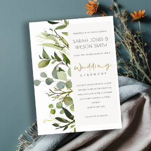 ELEGANT LEAFY GREEN FOLIAGE WATERCOLOR WEDDING INVITATION