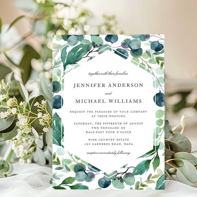 Elegant Leafy Watercolor Botanical Wedding  Invitation (Creator Uploaded)