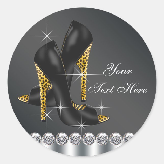 Elegant Leapard High Heel Shoe Stickers (Front)