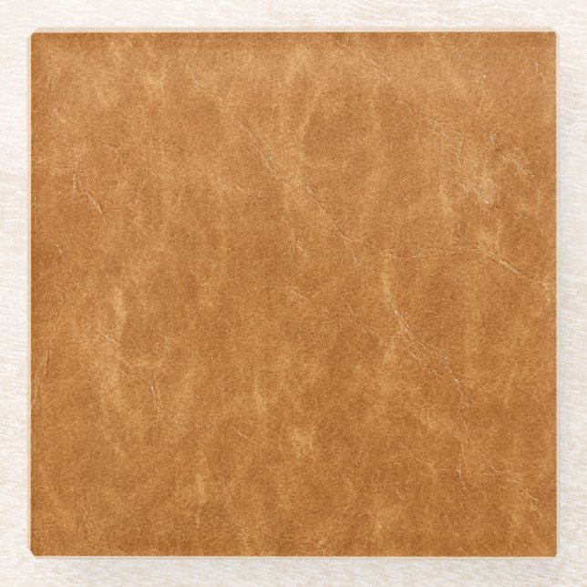 Elegant Leather Background Texture Glass Coaster (Front)
