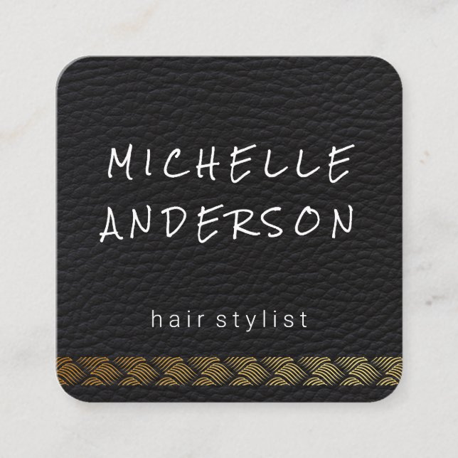 Elegant Leather Gold Trim | Stylist Loyalty Card (Front)