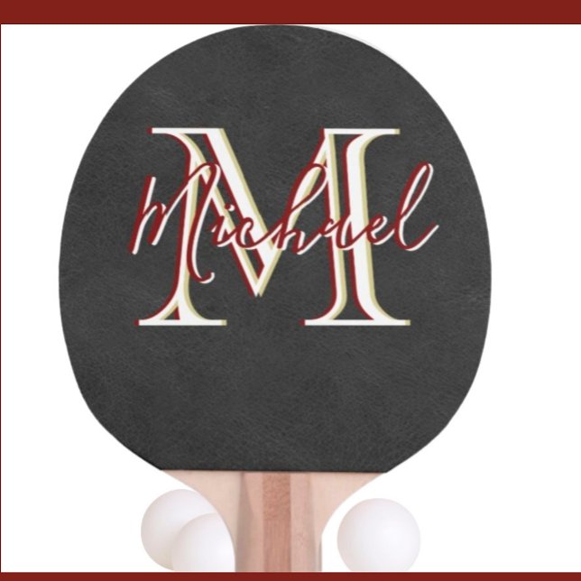 Elegant Leather Look Tri-Colour Monogram with Name Ping Pong Paddle (Creator Uploaded)