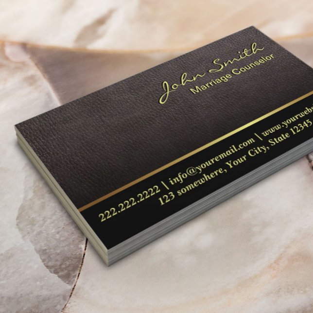 Elegant Leather Marriage Counseling Couple Therapy Business Card (Creator Uploaded)