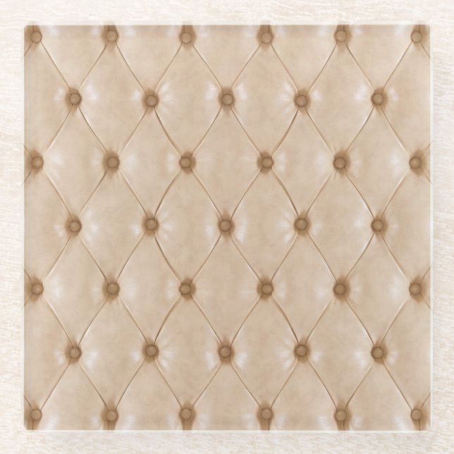 Elegant Leather Texture: Luxurious Material Glass Coaster (Front)