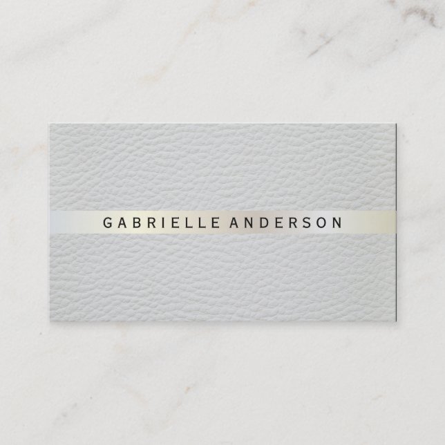 Elegant Leather with Luxe Metallic Trim Business Card (Front)