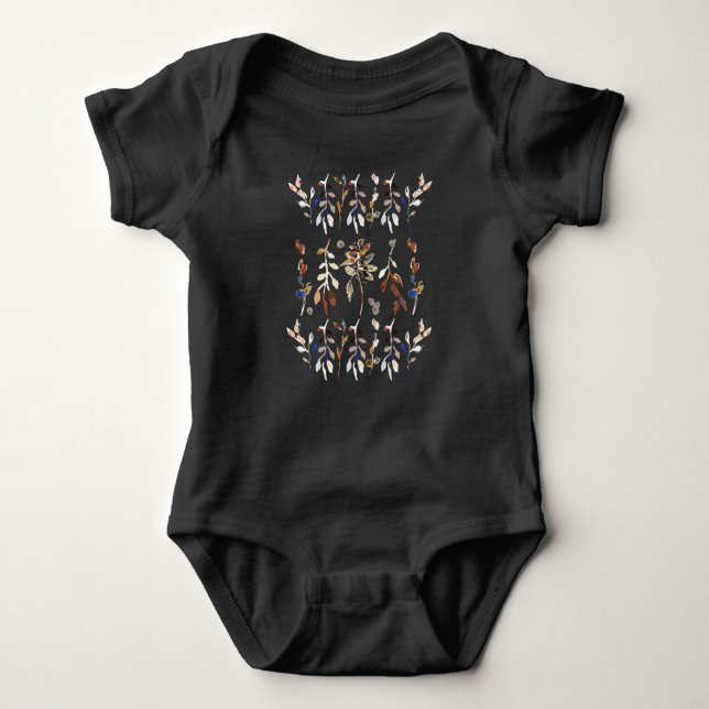 Elegant Leaves And Berries Baby Baby Bodysuit (Front)