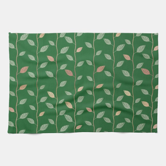 Elegant Leaves and Vines Pattern Paper Texture | Tea Towel (Horizontal)