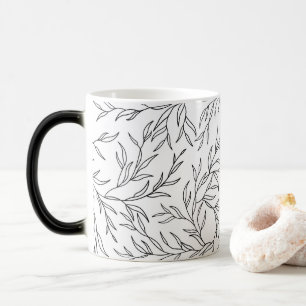 Elegant Leaves black and white Magic Mug