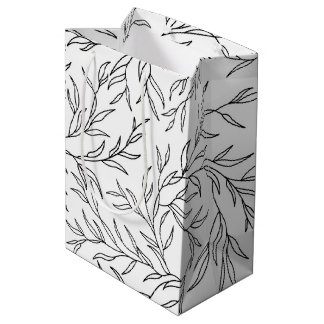 Elegant Leaves black and white Medium Gift Bag