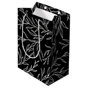 Elegant Leaves black and white Medium Gift Bag