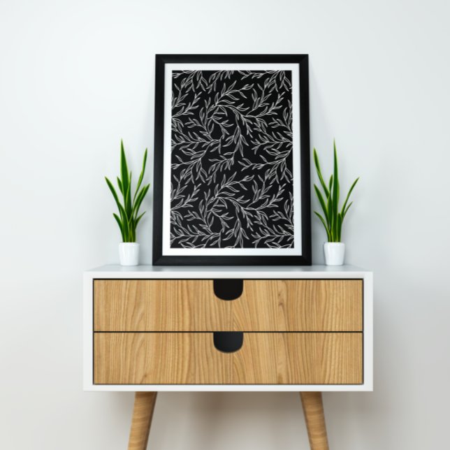 Elegant Leaves black and white Poster (Creator Uploaded)